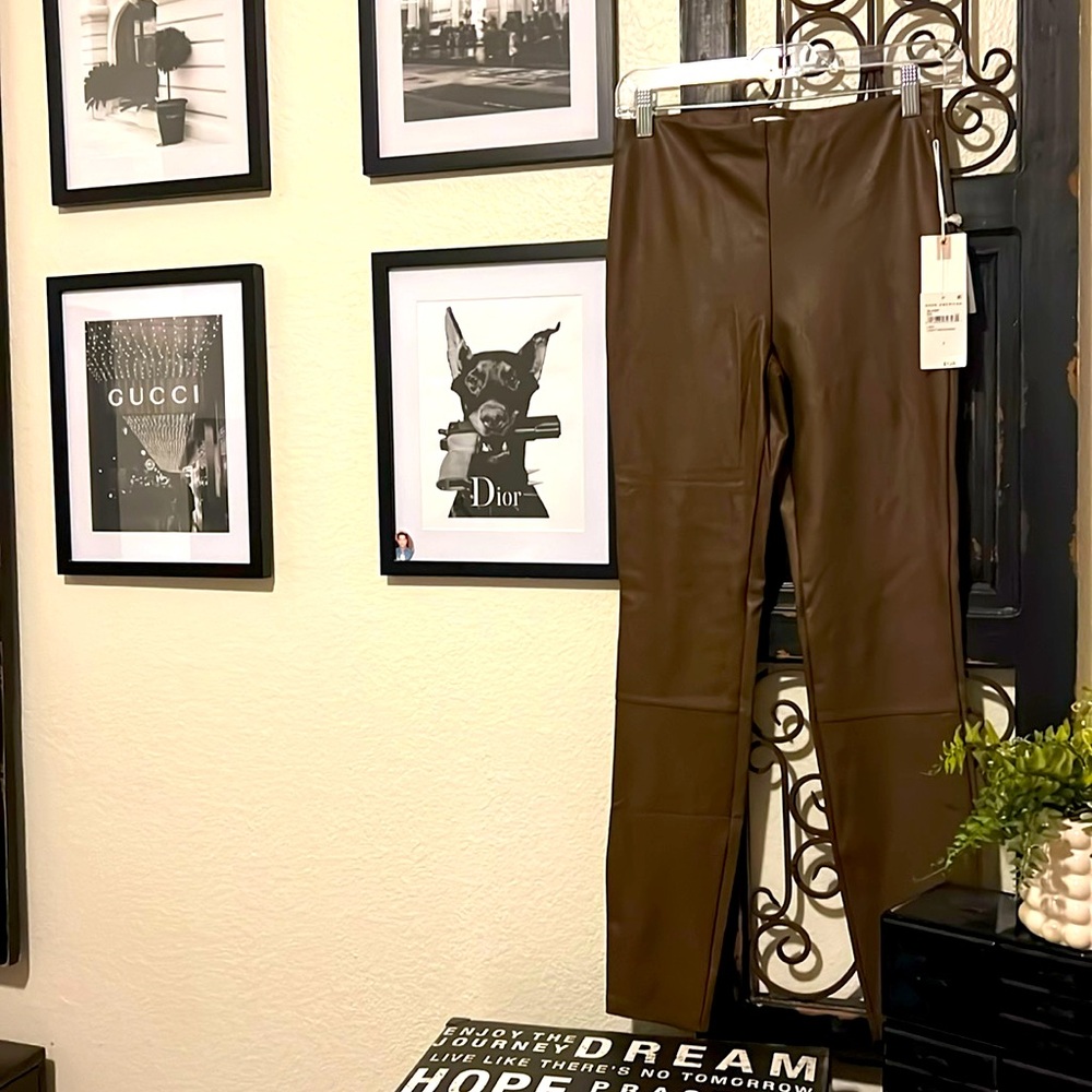 NWT Good American Brown Pleather Pants